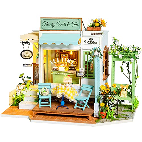 Rolife DIY Miniature Dollhouse Craft Kit for Adults Model Building Set Birthday Gift (Flowery Sweets & Tea)