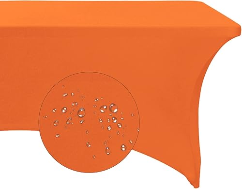 Miniatura 48 de Paquete de 2 manteles rectangulares impermeables de elastano, 6 pies, color negro, elástico, resistente a las manchas, para todas las estaciones