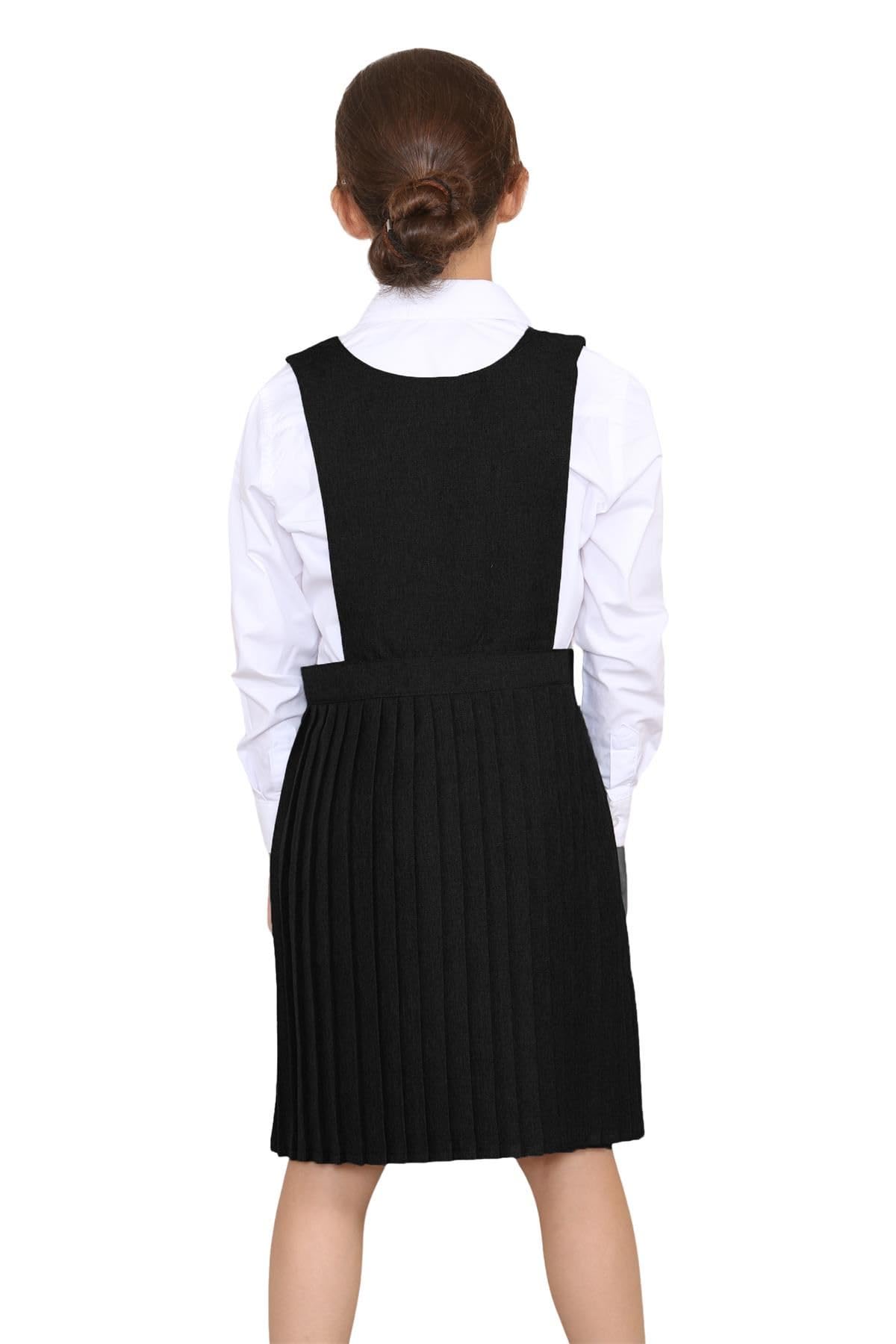 Paquete de 2 vestidos escolares Pinafore para niñas, vestido de