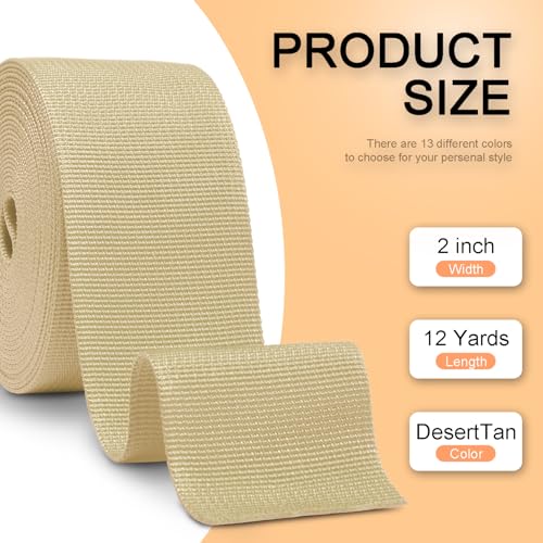 Image of CooBigo 12 Yards Webbing 1 inch & 1.5 inch & 2 inch Polypropylene Webbing Strap 1 Inch 1.5 Inch 2 Inch Wide Webbing Strapping for Bags /Lawn Chair /Pool Solar Cover DIY Crafting