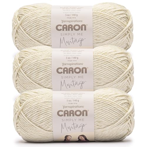 Image of Caron Simply Me Montage Soft Yarn for Crocheting, Smokey Quartz, 2-Pack | #5 Bulky Yarn, 62% Acrylic 20% Nylon 18% Wool, Soft Crochet Yarn for Blankets, Knitting & Crafts, 172yds, 140g /5oz per skein
