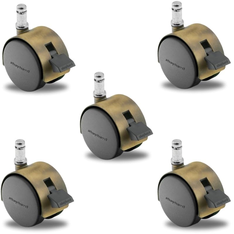 PPA50223WA - Pacer Hooded Locking Chair Caster Set of 5-50mm Diameter - 7/16" x 7/8" Grip Ring Stem - 75 lbs Capacity - Nylon Wheels