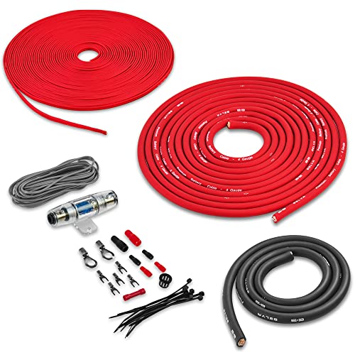Image of Belva True 4 Gauge AWG Premium CCA Amplifier Wiring Kit Without RCA Cable - BPK4 RED
