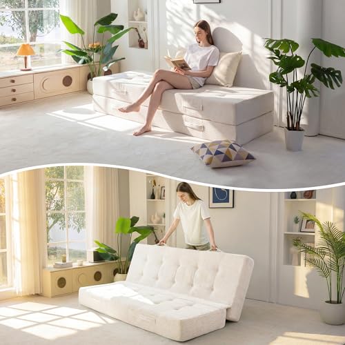 Catálogo de Colchones para futones - 5 favoritos. 49 MAXYOYO - Colchón de futón de tamaño matrimonial de 8 pulgadas con asas, sofá cama plegable con copetudo (marco no incluido), colchón plegable versátil para dormir en el...