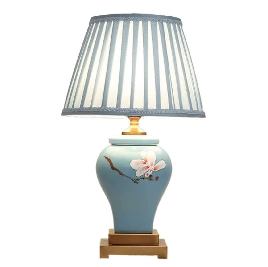 SGKOMN Desk Lamps For Reading Chinese Ceramic Table Lamps Hand-Painted Orchid Table Lamp Vintage Bedside Nightstand Lamp For Bedroom Home Lamps For Living Room-A-Dimmer