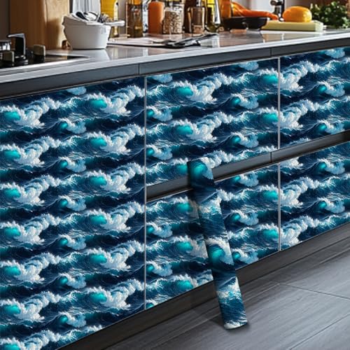HOMETITUTE Coastal Ocean Wave Peel Stick Wallpaper 118.1x17.7 Inch Vinyl by HOMETITUTE - Used condition - Image 5
