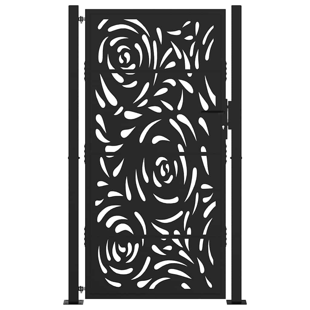 vidaXL Brama ogrodowa czarna 100x175 cm Stalowy wzór płomienia