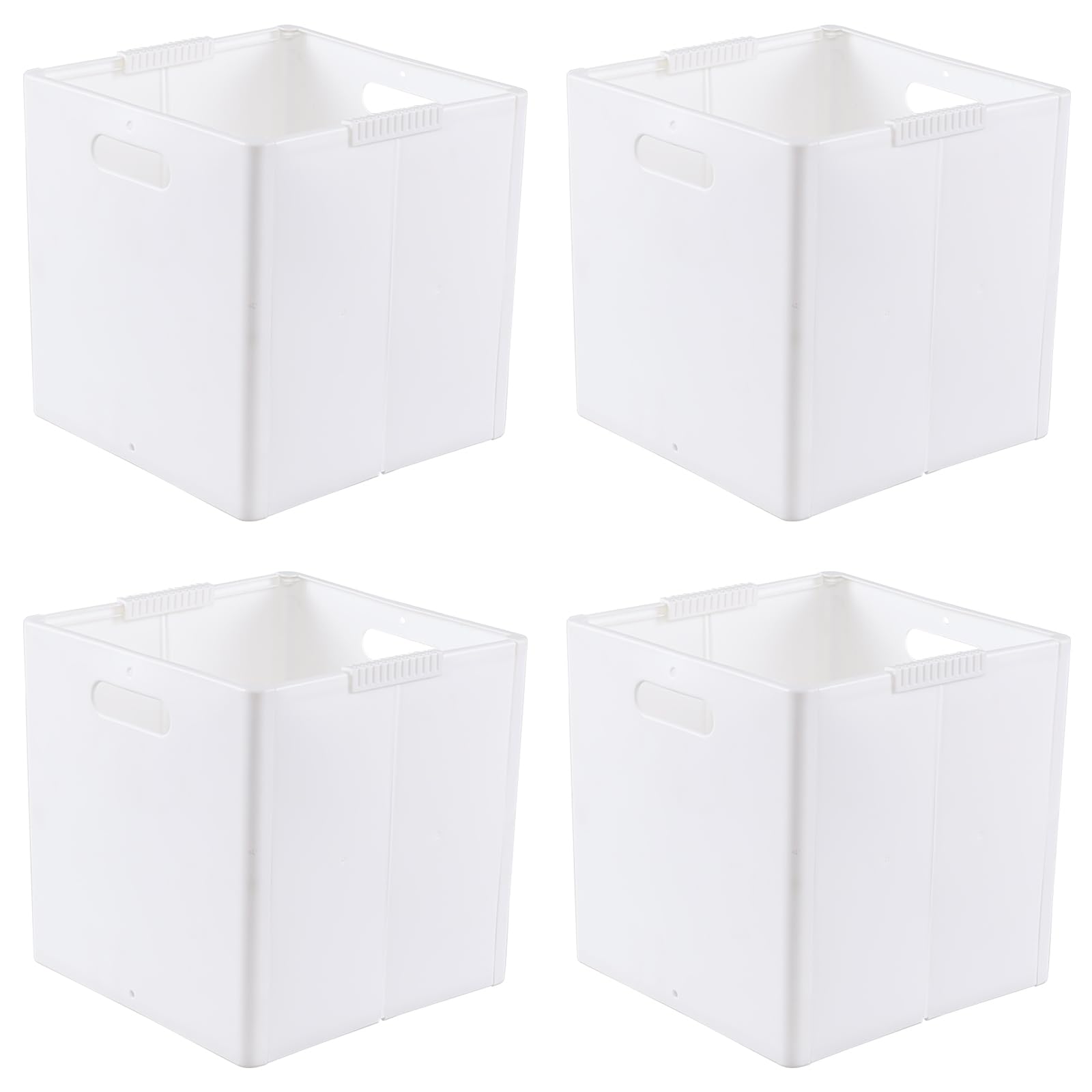Boîtes de rangement cubiques en plastique blanc pour éliminer le désordre des étagères