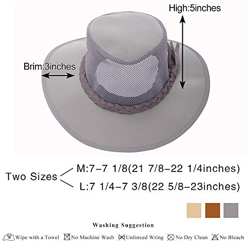 Mesh Sun Hat For Men Golf Soaker Hats Summer Beach Safari Wide Brim Fishing Cap Outdoor(Gray£¬Large) #TOP6