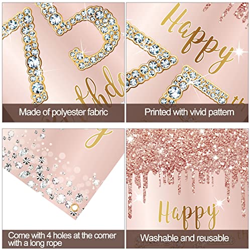 Image of 75th Birthday Decorations Door Banner for Women, Pink Rose Gold Happy 75 Birthday Backdrop Party Supplies, 75 Year Old Birthday Poster Door Cover Sign Decor