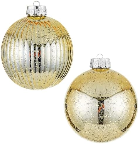 Large Christmas Ball Ornaments, Oversized Shatterproof Plastic Decorative Hanging Mercury Ornaments Ball for Xmas Holiday Party Decorations (Gold, 6.0