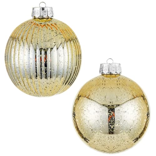 Large Christmas Ball Ornaments, Oversized Shatterproof Plastic Decorative Hanging Mercury Ornaments Ball for Xmas Holiday Party Decorations (Gold, 6.0") - image 1