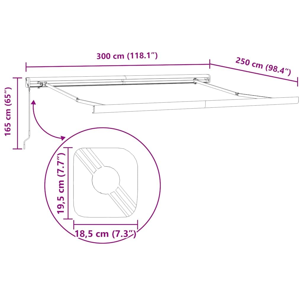 vidaXL Markise Einziehbar Anthrazit und Weiß 3x2,5 m Stoff & Aluminium