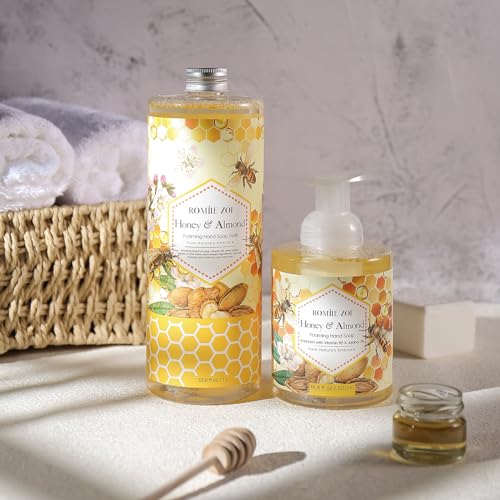 Image of ROMIIE ZOI Foaming Hand Soap, Honey & Almond, 500ml / 16.8fl.oz | With Gift Box, Gentle cleansing, nourishes skin without drying