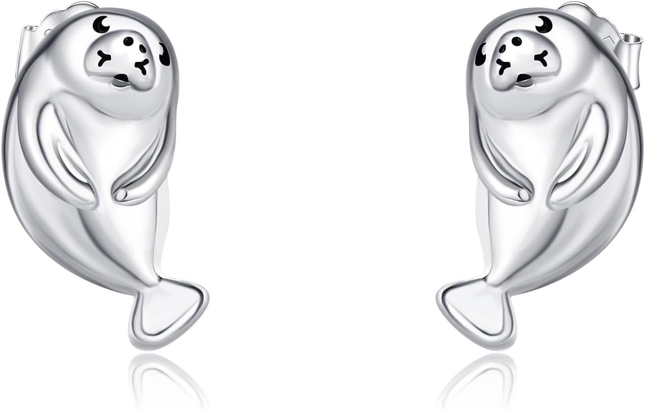 Capybara/Shamrock/Sheep/UFO/Schnauzer/Bulldog/Strawberry/Orca Whale/Opossum/Manatee/Lobster/Lemon/Paw Print Earrings Stud for Women Sterling Silver Cute Animal/Fruit Earrings for Women