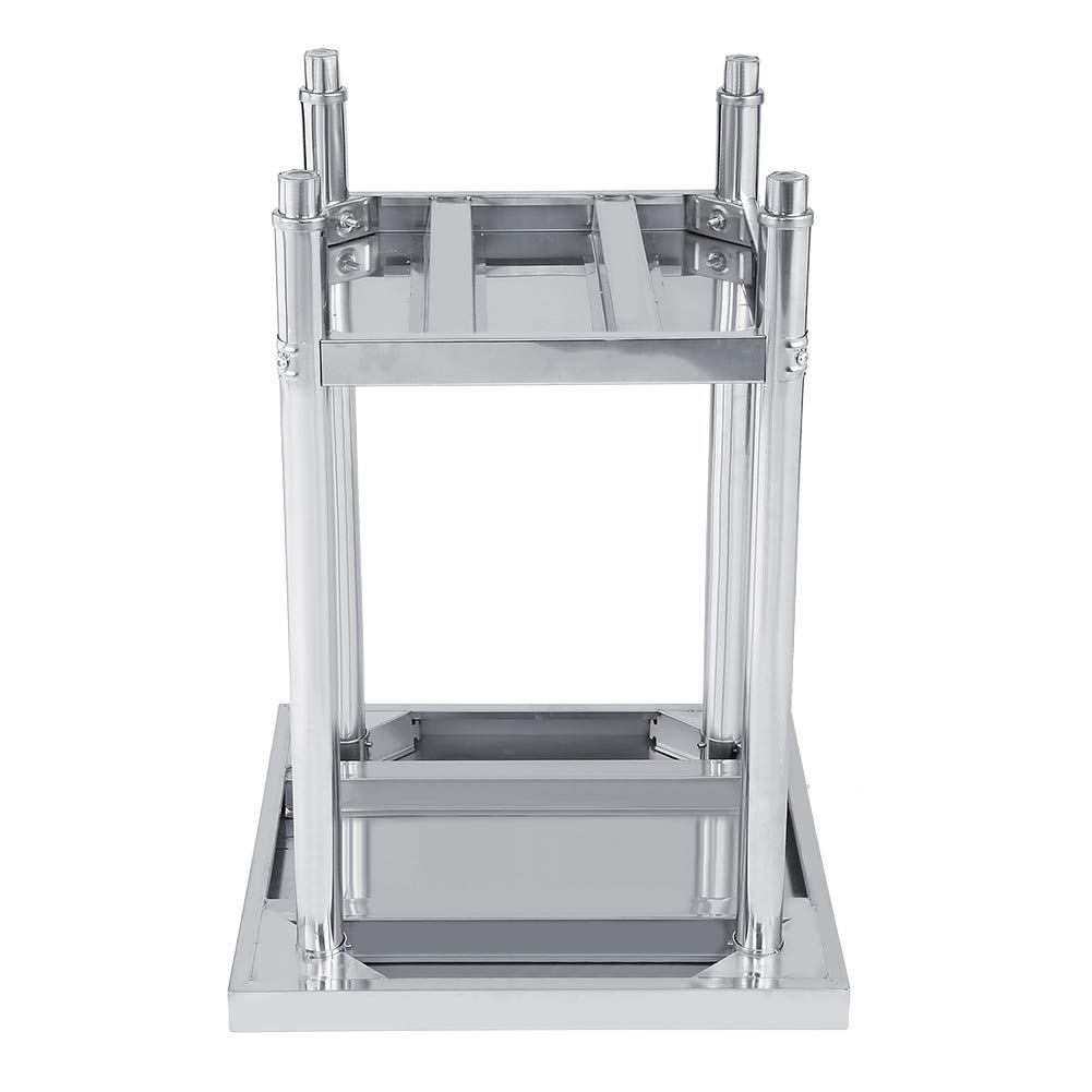 Fafeicy Tavolo Operatorio in Acciaio Inossidabile a Doppio Strato con Schienale, Tavolo di Preparazione per Cucina Commerciale, Spessore 0,6 Mm (2X2FT=61X61CM)