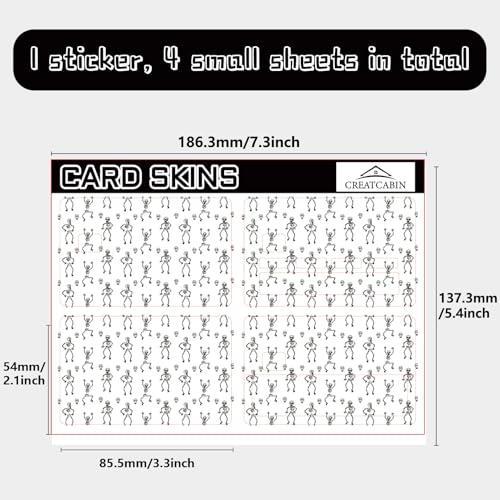 CREATCABIN 4Pcs Halloween Credit Card Stickers Skeleton Debit Card Decor Cards Protecting Waterproof Removable No Bubble Matte Scratch Resistant Film for Transportation Card Bank Card 3.3x2.1in - Image 2