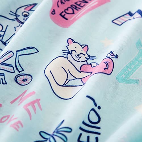 Siskin Nightgowns For Women Cotton Sleep Shirts Womens Nightgown Short Sleeves Print Night Shirts Soft Sleepwear Blue Cat X-Large #TOP4