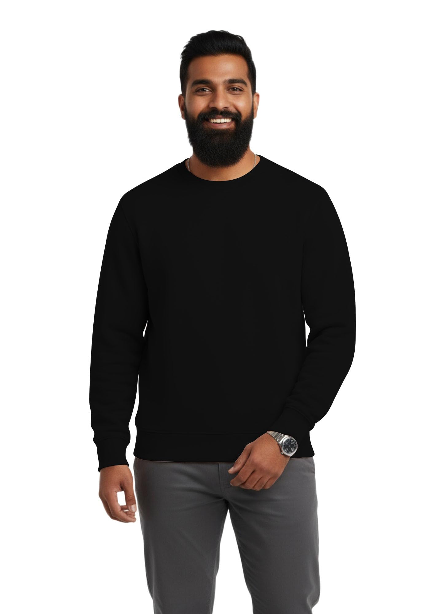 the blazze Men’s Fleece Stretchable Full Sleeves Sweater Regular Fit, Round Neck Casual Winterwear for Boys and Mens VBM12-picture-12