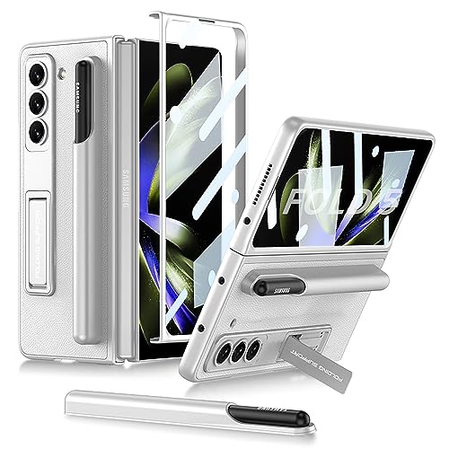 Coque en cuir Z Fold 5 fait main avec porte-stylo amovible luxe