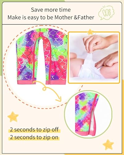 Image of weVSwe Baby Girl Toddler UPF 50+ Rash Guard Swimsuit Sun Protection Beachwear Zipper Bathing Suit 0-3 Years