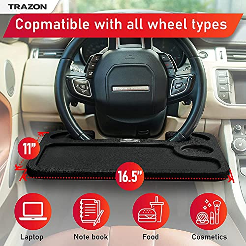 Image of Steering Wheel Tray for Laptop & Food, Car Tray for Steering Wheel, Car Trays for Eating, Car Food Trays for Adults, Laptop Car Desk, Car Seat Travel Tray Table for Driver