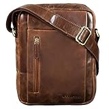 AUTHENTISCHES VINTAGE GEFÜHL: Dank verstellbarem Schultergurt (75 - 130 cm) besonders bequem und vielseitig tragbar als kleine Messenger Bag, Tablettasche, Pendlertasche oder Freizeittasche