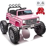 JORFLY 24V Ride on Licensed Chevrolet Cheyenne Truck Car w/400W Motor, 24 Volt Ride on Toys Power Big Wheels for Big Kids, Pink
