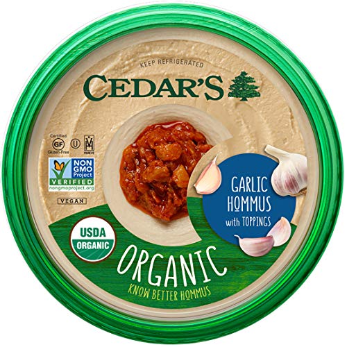 Organic Garlic Hummus Topped with Cedar, 10 OZ