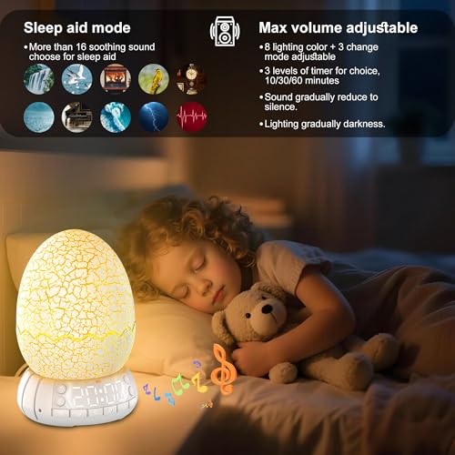 Reloj Despertador Huevo Dinosaurio Digital con Luz Nocturna miniatura 5