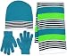 Girl's 3 Piece Knit Hat, Scarf & Gloves Set (Electric Green-Teal)