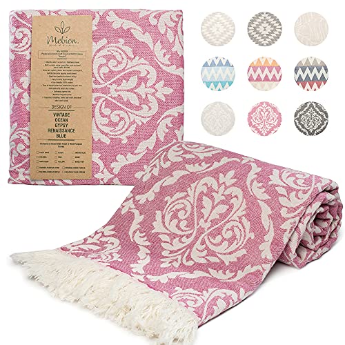 Mebien Touche De La Nature Turkish Towels Beach Towels Oversized (35”X67”) Beach Towels For Adults Quick Dry And Sand Free Beach Towel Beach Blanket 100% Cotton Turkish Towel - Ren Fuchsia #TOP11