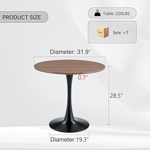 Miniatura 2 de Mesa de comedor redonda para espacios pequeños, mesas de tulipanes de 32 pulgadas con base de pedestal de metal, mesa de bistró para 2/3/4 personas