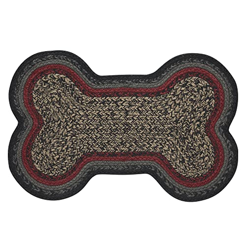 VHC Brands Cumberland Indoor/Outdoor Pet Food Mat for Dogs Cats Kitchen Medium Bone Rug 15x23