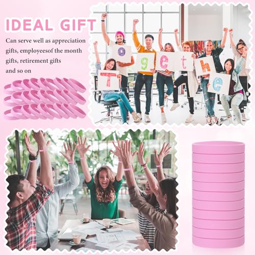 Image of Liliful 100 Pcs Silicone Rubber Wristbands Rubber Wristband Bracelet Bands for Silicone Wristbands for Women Men(Pink)