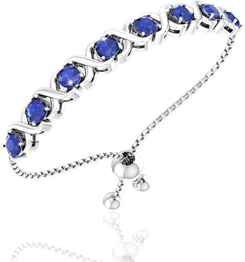 Belinda JewelzMay Birthstone Bangle Bracelet for Women Classic 925 Sterling Silver Gemstone Adjustable XO Bolo Tennis Bracelets Fine Wrist Jewellery Mother’s Day Gifts Accessory 11 Inch
