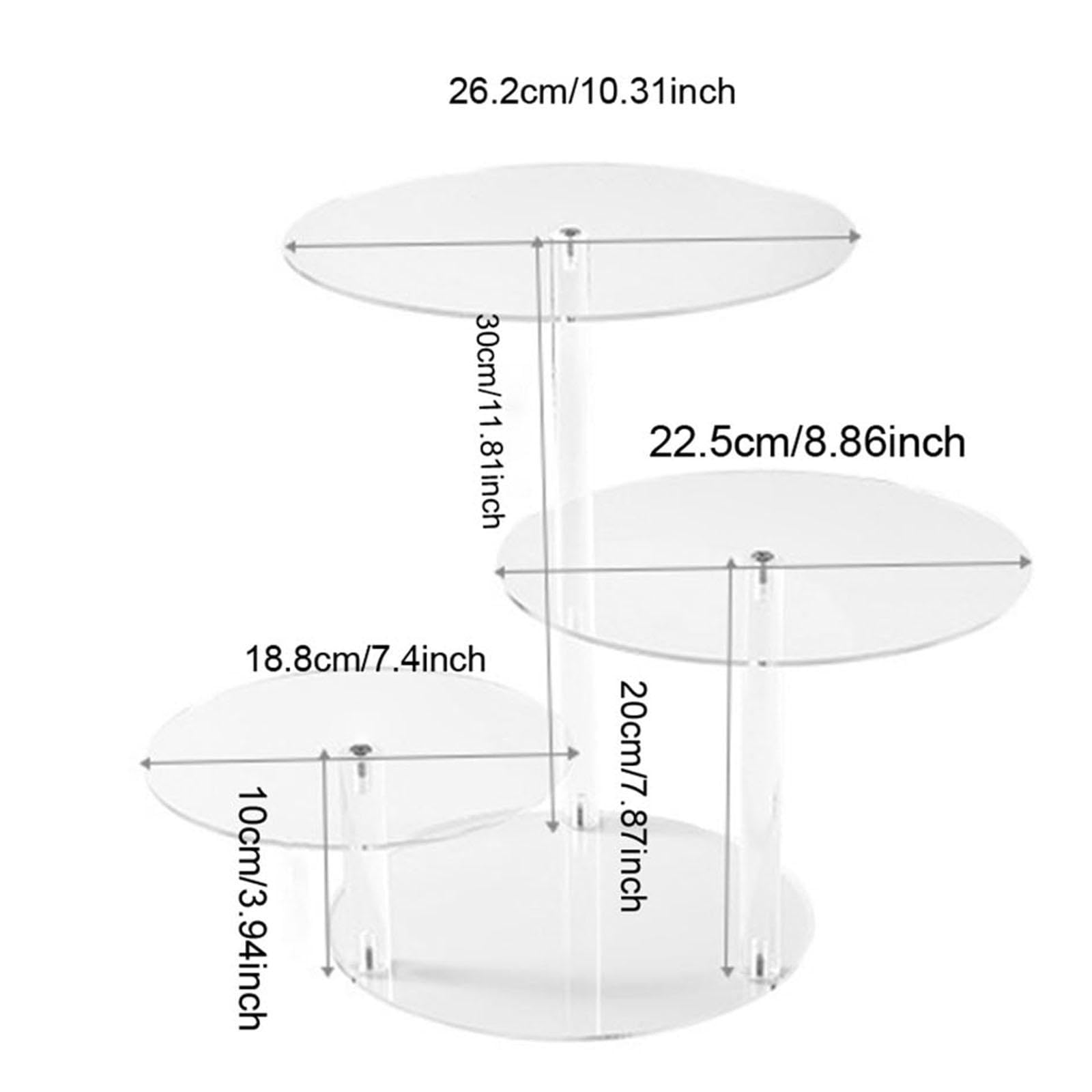 Qianly Soporte de Exhibición de Acrílico de 3 Niveles, Elevador para Pasteles con Luces LED, Estante para Postres Y Repostería para Cumpleaños, Fiestas en Ho, como Se Describe