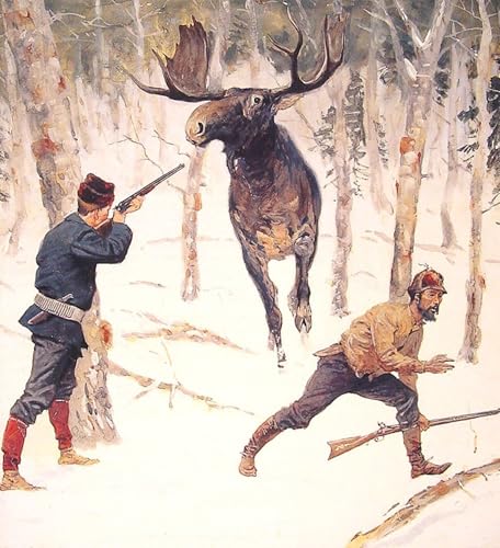 Impression d'art la chasse à l'orignal, œuvre de Frederic Remington sur toile