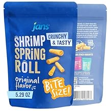 Jans Crispy Asian Snacks Bites, 5.29 oz Resealable Snack Bag 1-Pack, Shrimp Spring Roll