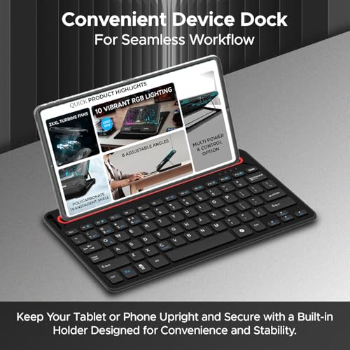 Amkette Optimus Pro 4 in 1 Rechargeable Wireless Keyboard, 2.4 GHz & BT5.0 Connectivity, Tablet & Phone Holder, Silent Laptop Style Scissor Keys,... - Image 4