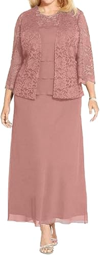 Vestido formal de noche de gasa para madre de la novia, chaqueta de encaje, talla grande, escalonada