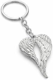 Angel Wings Keychain – Wing Keychains Bag Charm for Women with Heart Feather Design, Cute Key Chains Car Keys Gifts for Girls, Friends, Sisters, Teenages, Students