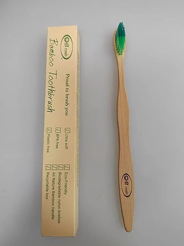 Miniatura 4 de B Rush - Cepillo de dientes de bambú | Mango de cepillo de dientes ecológico y biodegradable con cerdas diseñadas por dentistas | Cepillo de dientes