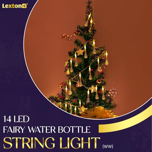 Image of Lexton Fairy 14 Water Drop /Bottle LED String Light | 14 LED, Plug Sourced, 4 Meter Long | Suitable for Diwali, Birthday, Festival, Wedding, Party, Patio, Lawn, Restaurants (Pack of 1, Warm White)