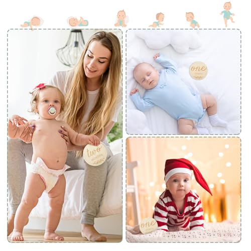 Image of 12pcs Baby Monthly Milestones Blocks, 12 Months Double Sided Wooden Announcement Sign Baby Keepsake Milestone Cards Photo Props for New Parents, Commemorate The First Anniversary of Growth