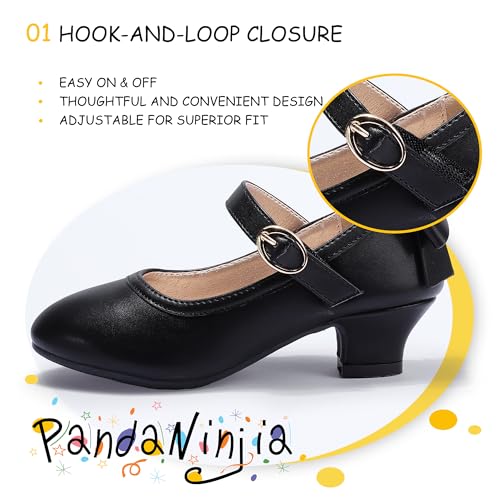 Image of PANDNAINJIA Girls Dress Shoes Toddler Heels Mary Jane Pumps