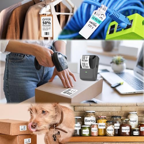 Image of Label Maker for Small Business with Auto Scan, Label Maker Machine with Tape, Portable Bluetooth Thermal Printer for Barcode, Shipping, Office, Home, with 50 * 30mm * 300 Labels (Gray)