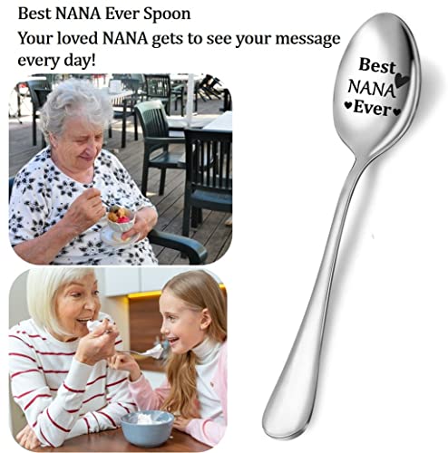 Nana Gifts Grandma Gifts, 2-Pocket Nana Throw Pillow Covers 18X18 Inch And Engraved Spoon Birthday Christmas Stocking Stuffers Valentine's Day Gifts For Granny Gigi Mimi Grandmother #TOP4