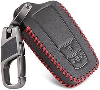 Leather Car Key Cases Cover Fob Fit For Toyota Camry 2017 2018 CHR CH-R Prius Corolla RAV4 2 Buttons Remote Control Fob Shell Keychain