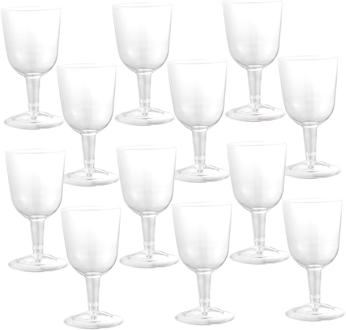 48pcs Reusable Clear Plastic Wine Goblets Detachable Bottom Wine Cups for Parties Cocktail Events and Weddings Party Drinkware